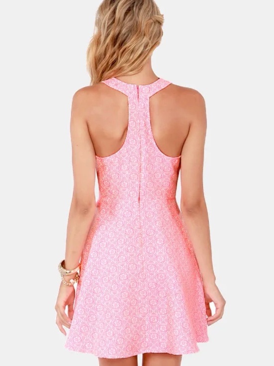 Under Skies Pink Sleeveless Fit & Flare Mini Dress Sz S - Picture 5 of 12